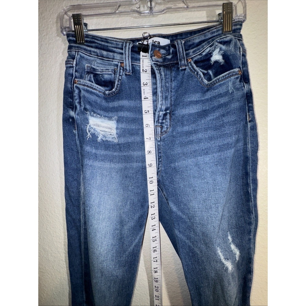 😎 Mica Los Angeles Women's Jeans Size 26 Distressed Mid Rise Crop Cute Denim - Picture 11 of 16